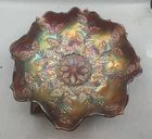 WONDERFUL VINTAGE CARNIVAL FENTON BRIGHT RED HOLLY RUFFLED BOWL “SUPER COLOR”