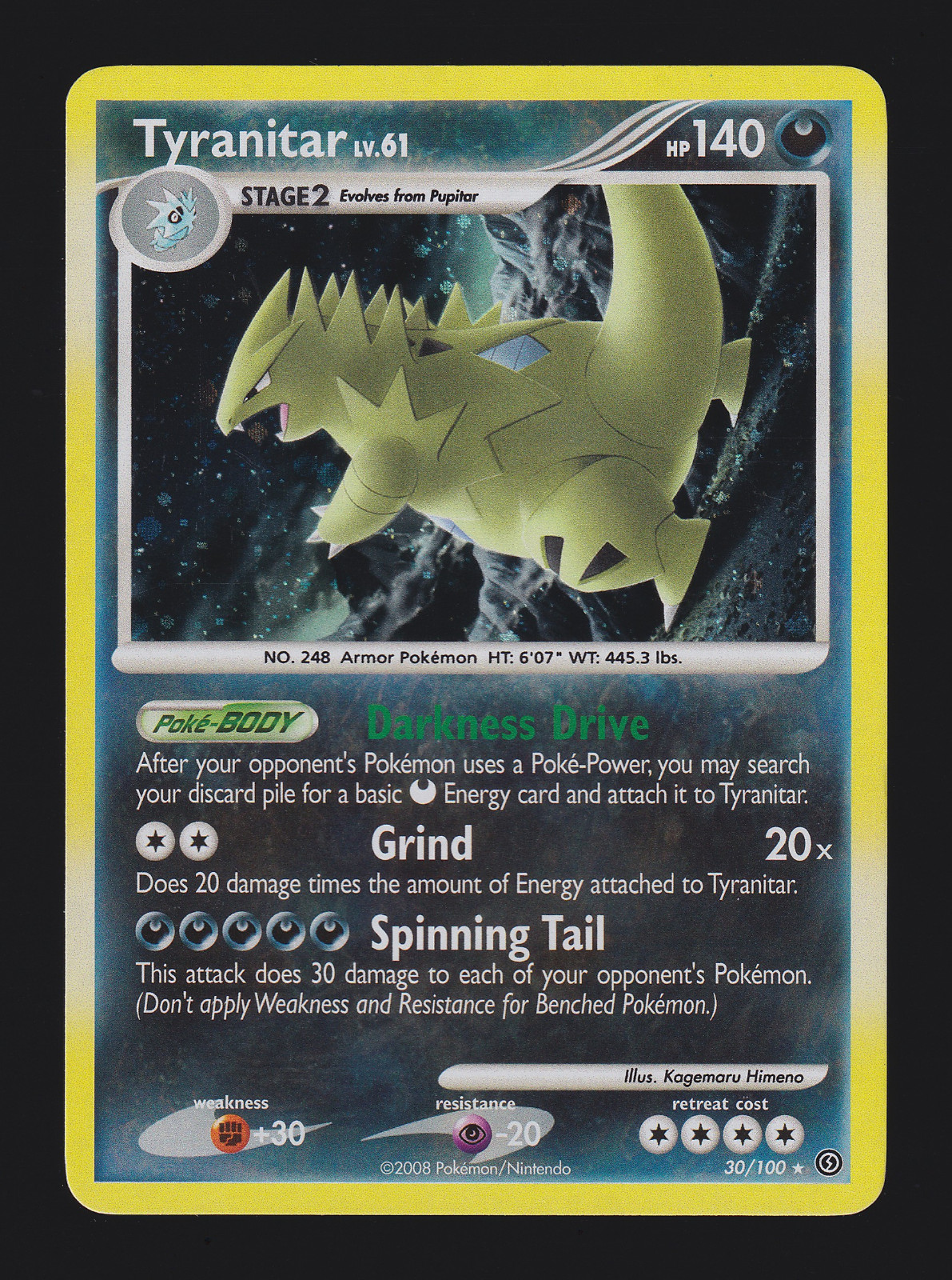 2008 Pokémon TCG - Tyranitar Cosmos Holo Rare #30, Stormfront, NM-