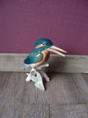 KARL ENS Porzellan Figur Vogel Eisvogel  Höhe 13cm