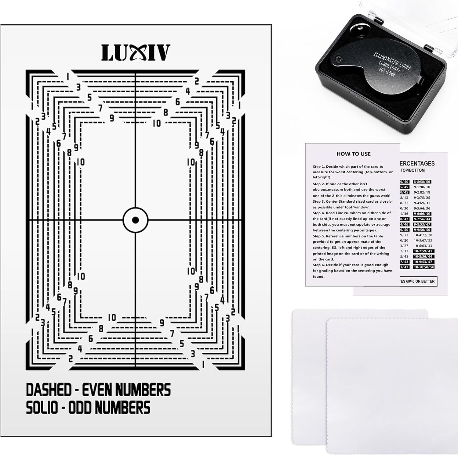 Luxiv Card Grading Centering Tool Kit, Card Center Tool with 30X Magnifying Impl