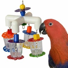 SB634 4 Way Forager Bird Toy with Clear Acrylic Cups, Medium to Large Bird Si...