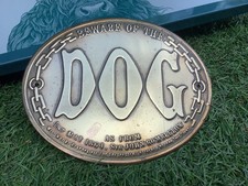 Vintage Beware Of The DOG Metal Embossed 1864 Sir John Rumblelow Plaque
