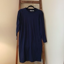 The Vermont Country Store Women's Medium Navy Blue Long Sleeved Cotton Dress
