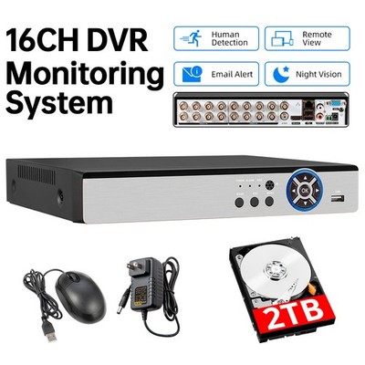 16CH H.265+ 5MP Lite DVR Recorder +2TB HDD for CCTV Home Security Camera System