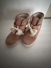 Keds girl s Pink Faux Fur Lined Ankle Snow Boots Closed Toe Bow Accent