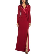 Adrianna Papell Womens Tuxedo-style Gown Dress, red, 2