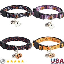 Adjustable Cat Collar Breakaway Buckle Unique Pattern Soft Cotton Lightweight US
