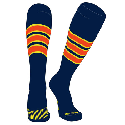 PEAR SOX OTC Baseball, Softball, Football Socks (C) Navy, Bright Yellow, Orange