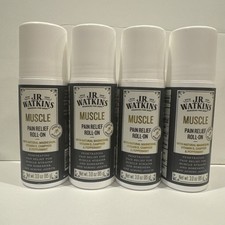 4x JR Watkins Magnesium Muscle Ache Pain Relief Roll-On 3 oz Camphor New No Mess