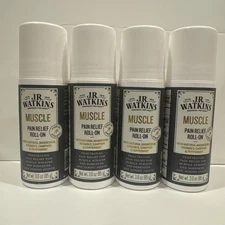 4x JR Watkins Magnesium Muscle Ache Pain Relief Roll-On 3 oz Camphor New No Mess