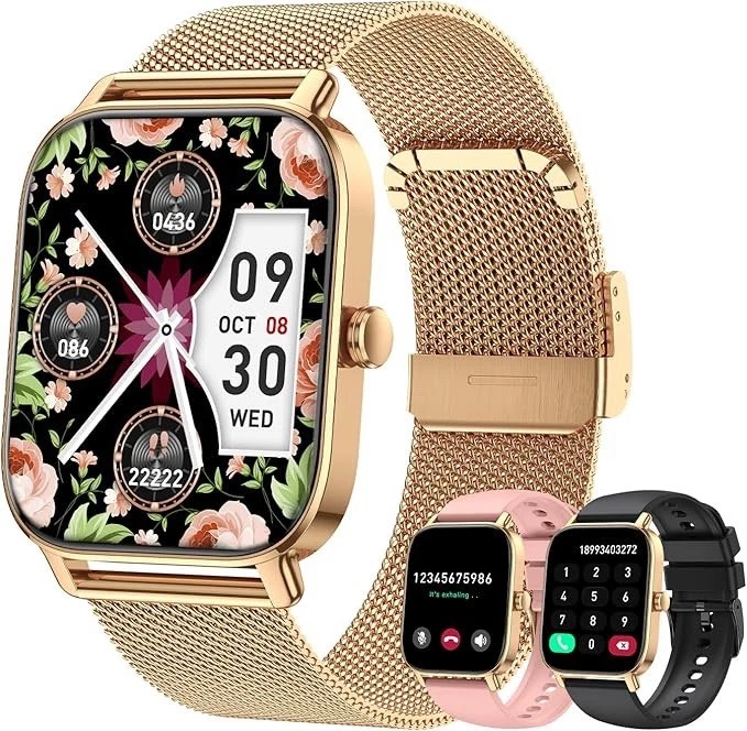 Smart Watch for Women Fitness Tracker: Gold Make Answer Call Waterproof Running