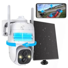 2K PTZ Solar WiFi Security Camera with AI Motion, Color Night Vision, 360 Vie...