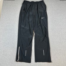 Nike Track Pants Mens XL Black Windbreaker Y2k Baggy Ankle Zip