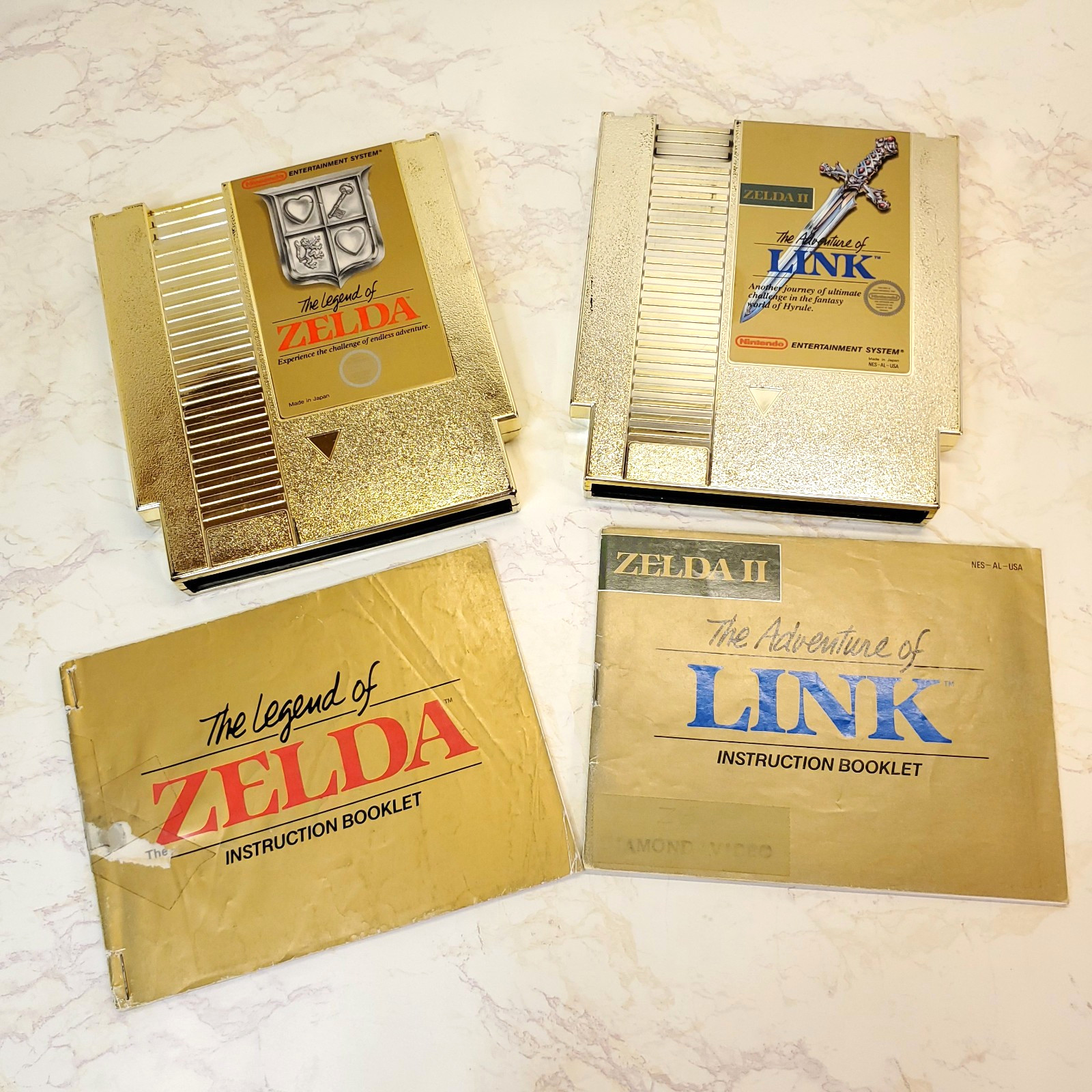 Legend of Zelda 1 2 Adventure of Link Gold NES Nintendo Carts + Manuals Tested