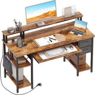 Computer Desk Drawers Power AUCTION Outlets 12 0x50cm Monitor Stand HOME