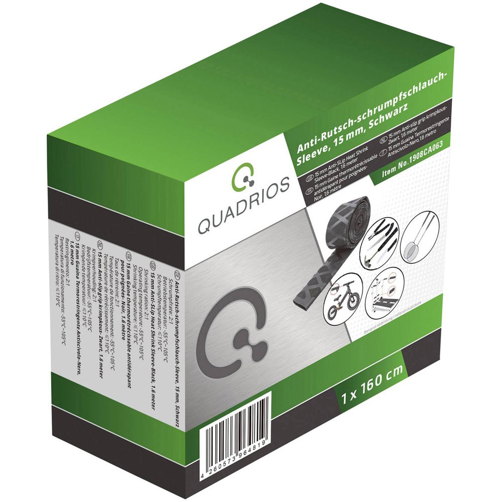 Quadrios Heatshrink Black 15mm-7.5mm 2:1 Shrinkage 1.6m