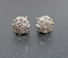 10K WG ROUND DIAMOND CLUSTER STUD EARRINGS 0.25 tcw NO BACKS 1.08 grams G133584