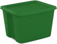 18 Gallon Plastic Storage Tote with Secure Snap-On Lid, Stackable Storage Bin fo