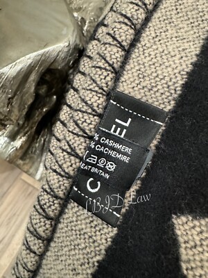 Chanel Cashmere Wrap Black Brown Reversible Throw Blanket Travel