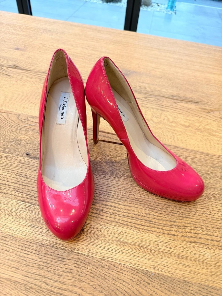 Lk Bennett Red Patent Leather Shoes Chunky Heel LK Bennett Sledge