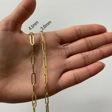 SOLID 14K Yellow Gold Paperclip Chain Necklace 3.6- 4.1mm 18" 20" 24" Real Gold