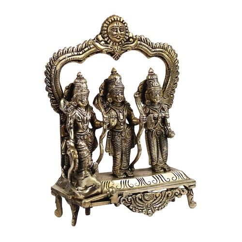 Brass Ram Darbar Murti Rama Sita Lakshman Hanuman Statue Hindu Religious 9 Inch - Picture 4 of 8