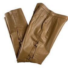 Vintage Together 100 Leather Pants Womens 27x30 Polyester Lined Camel Western