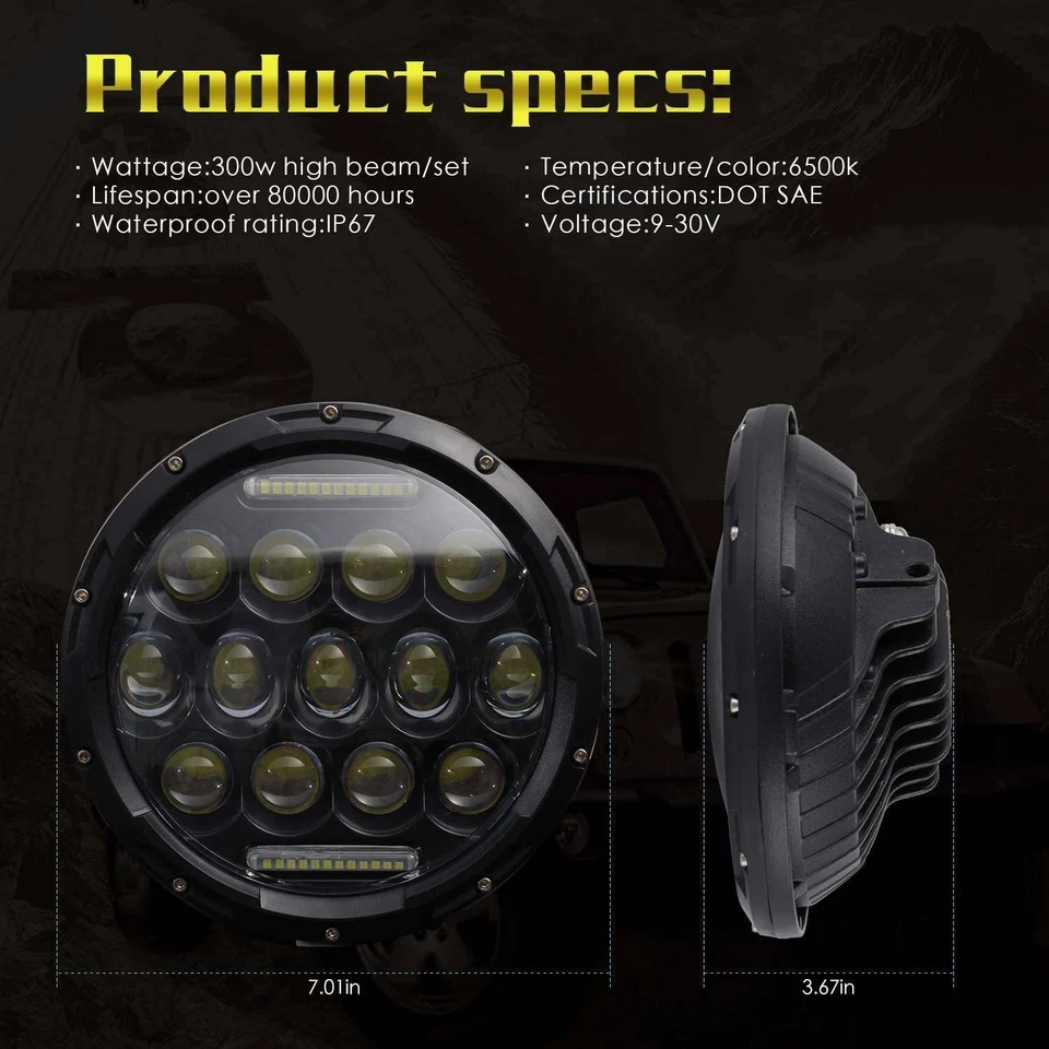 Faro LED 7" + Luz de paso de 4,5" para Harley Street Glide Special Road King Foto 4 de 4