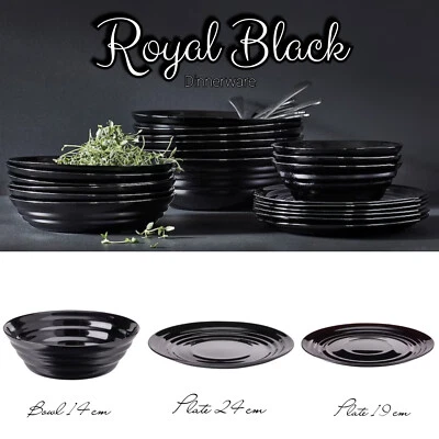 IKEA Black Dinnerware Bowl Plates Crockery Round Dinner Set Tableware 6 12 18 Pc