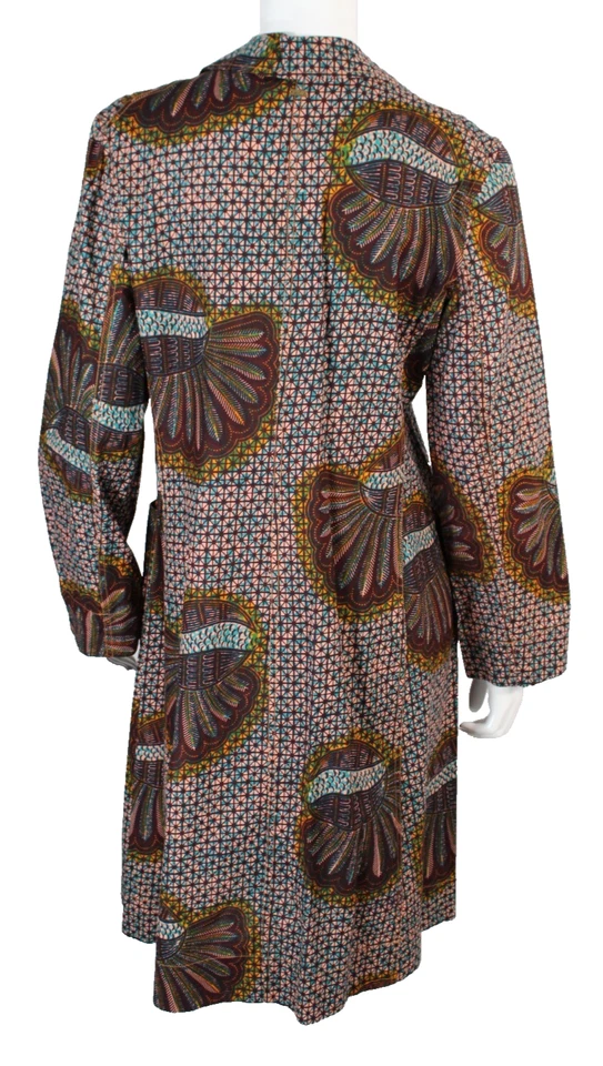 DOSA $462 NUEVO CON ETIQUETAS Multi Batik Algodón Ankara DR. Abrigo FAITH Frontal a Presión 3 M/L Foto 4 de 4