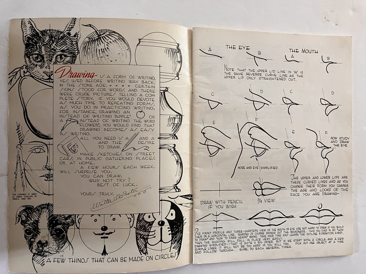 Vintage Drawing Simplified in Pen Pencil Brusch Charcoal Walter