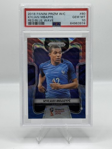 2018 Panini Prizm World Cup - Kylian Mbappe #80 Red & Blue Wave Prizm PSA 10 - 第 1/2 張圖片