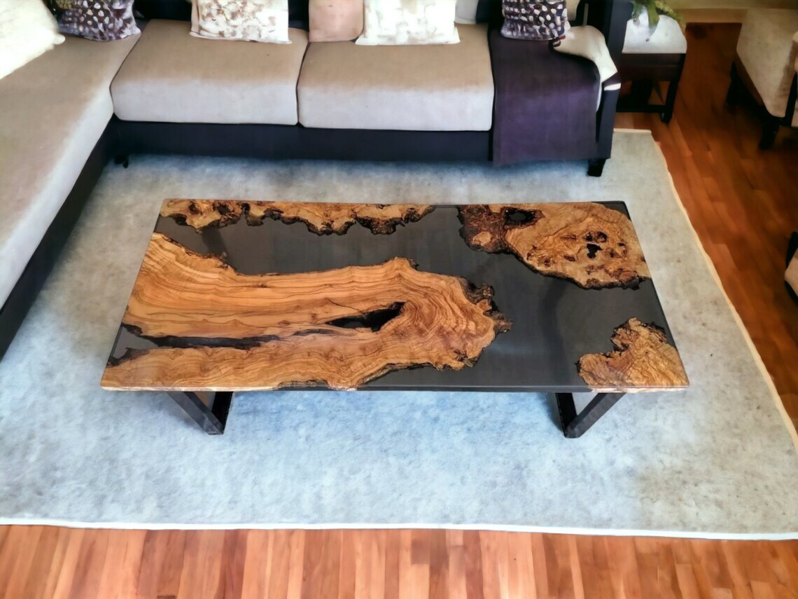 Smokey Wood Coffee Table,Epoxy Coffee Table, Resin Epoxy Table,Epoxy Resin Table-image
