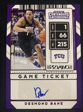 Desmond Bane 2020-21 Contenders Draft Picks Game Ticket Red Foil Rookie Auto 127