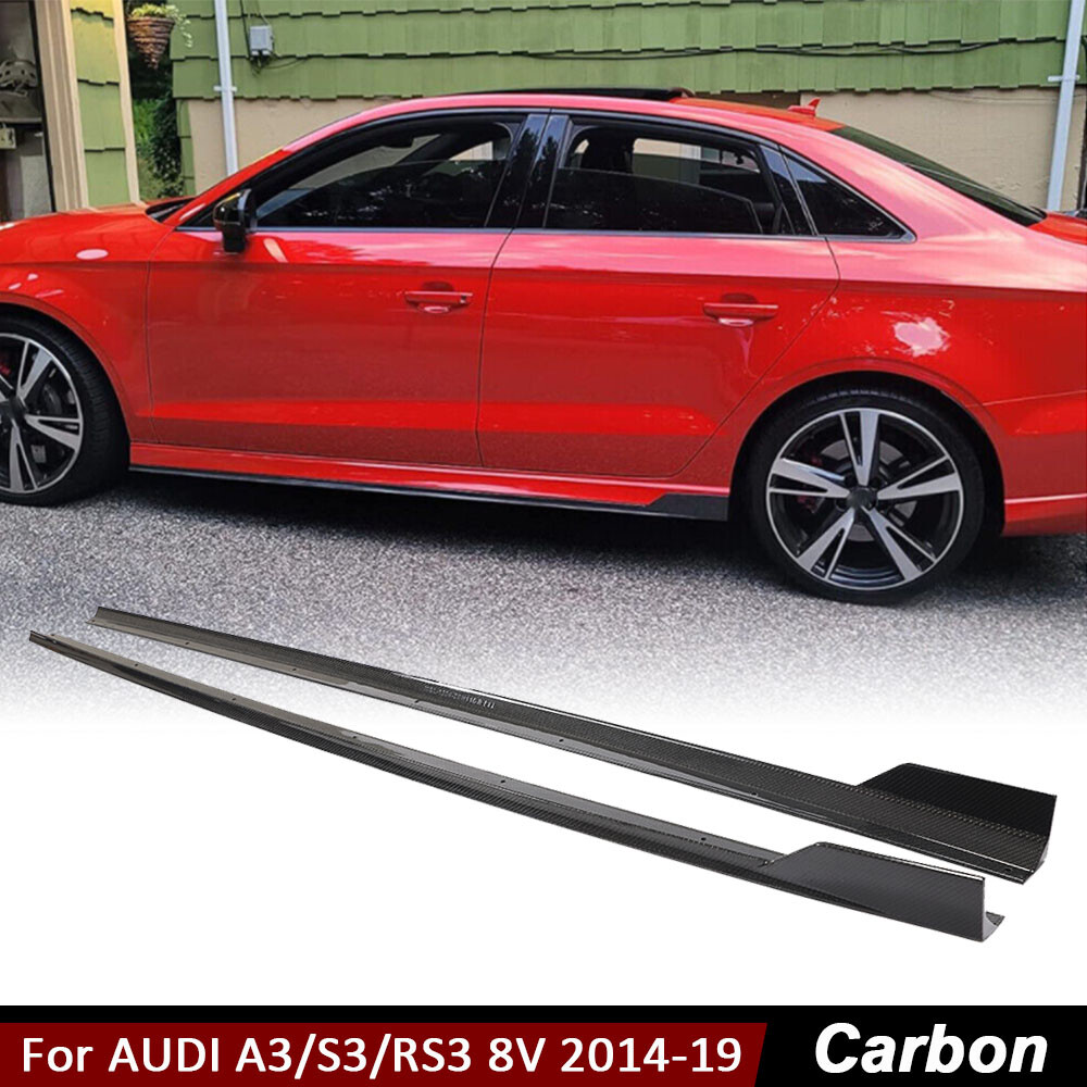 For AUDI A3/S3/RS3 8 Sedan 2017-2022 REAL CARBON FIBER Side Skirt Extension Lip