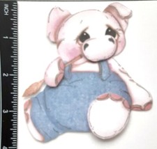 3D Pig Overalls Sitting Wheat CUSTOMER APPRECIATION Embellishment 246