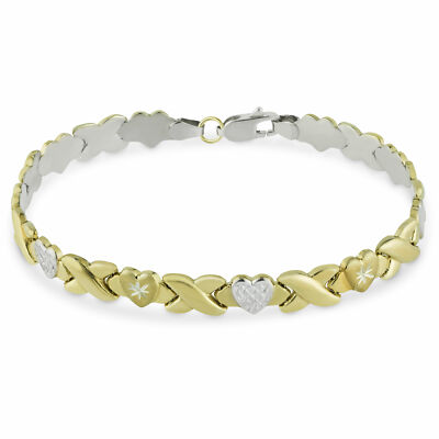 Strukturiertes Armband Herzen und Küsse gebunden 1/10 10k Gelb Weißgold