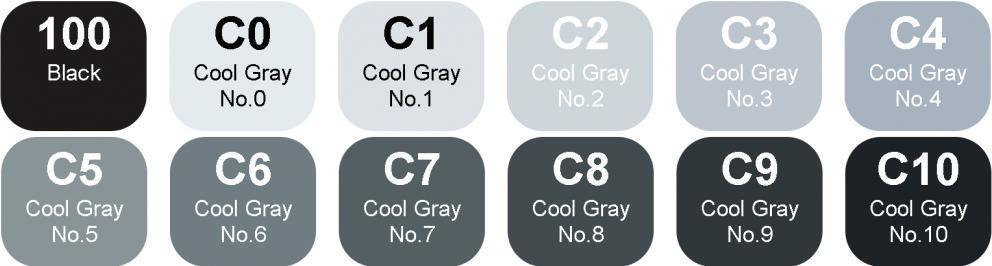 Copic Classic Twin Marker 12 Piece Set Cool Gray Artist Markers