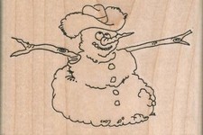 Snowman 3 x 2" Rubber Stamp, Christmas Stamp