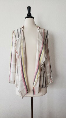 New UO Top Size Small XS Cardigan Coastal Plaid Lightweight Chic Boho