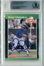 Omar Vizquel 1989 Donruss Rookies RC Autographed Signed Auto BGS HOF Rookie Card