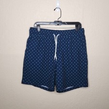 George Swim Shorts Men Medium Blue Green Polka Dot Trunk Drawstring Causal