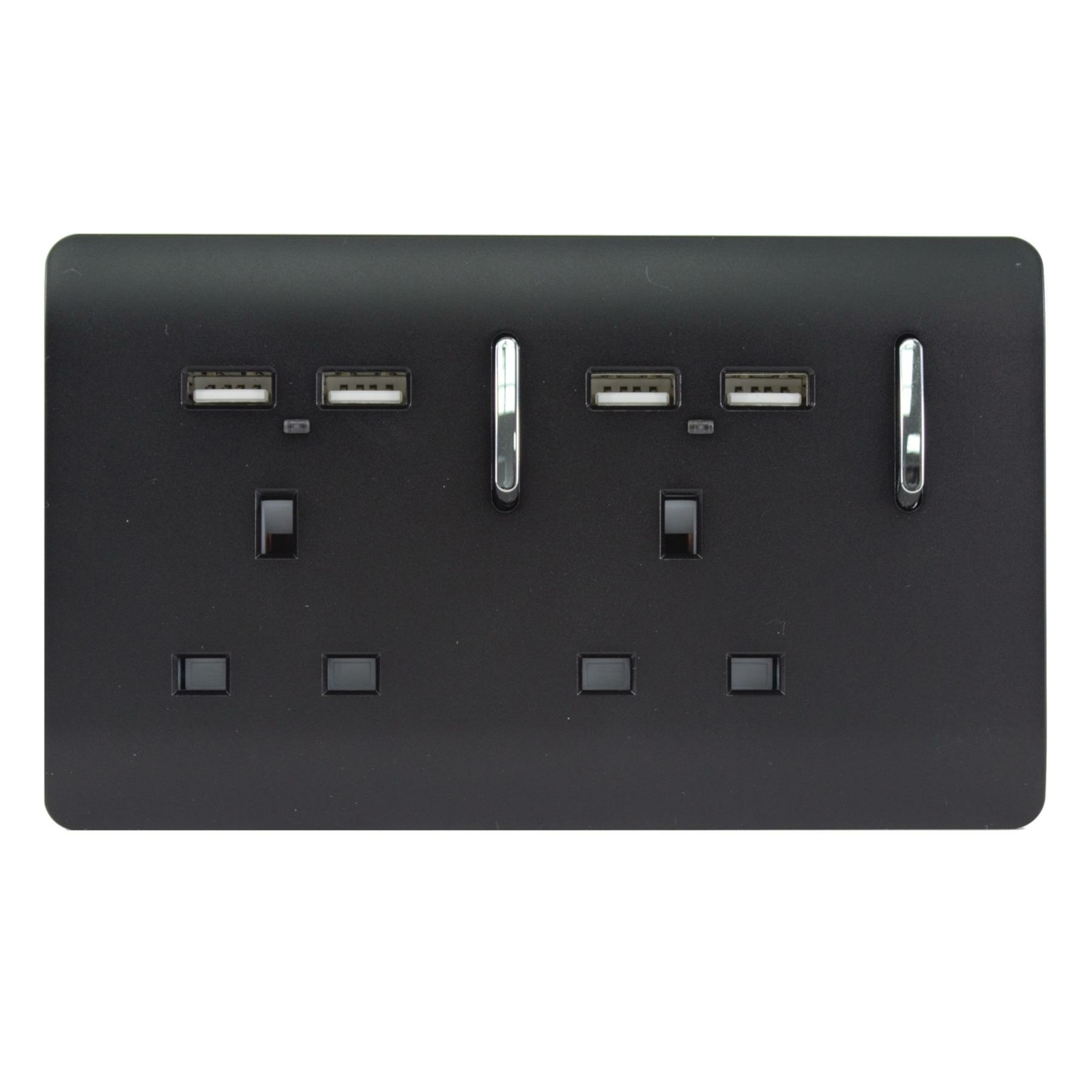 Trendi Switch 2 Gang 4 Port USB Plug Socket Matt Black SKT213USBMBK - Image 2