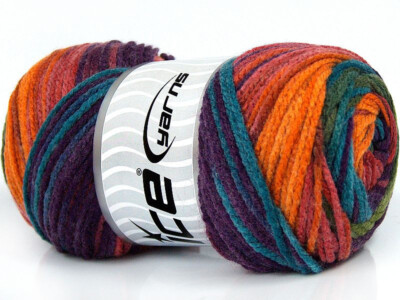 4-Skein Lot Ambiance Yarn Medium Acrylic 4x100g/200m Orange Pink Purple Blue Grn