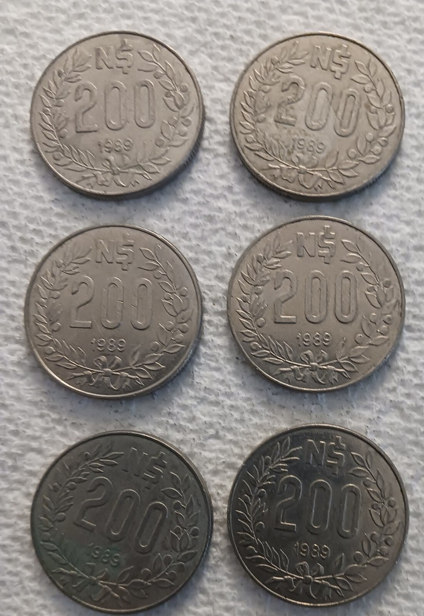 URUGUAY - 1989 - 200 NUEVOS PESOS - LOT OF 6 COINS - CIRCULATED - #210 |  eBay