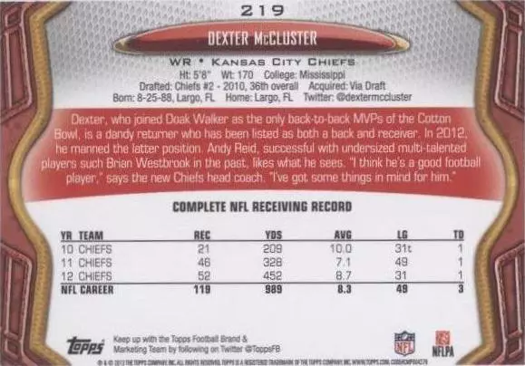 2013 Topps Mini Dexter McCluster #219