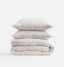 NWOT Quince European Linen Sand Duvet Cover  Shams Sz. King/ Cal King  775 