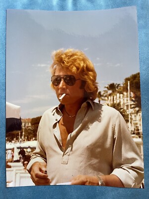 large Johnny Hallyday 18x24cm silver photograph superb 1970 s