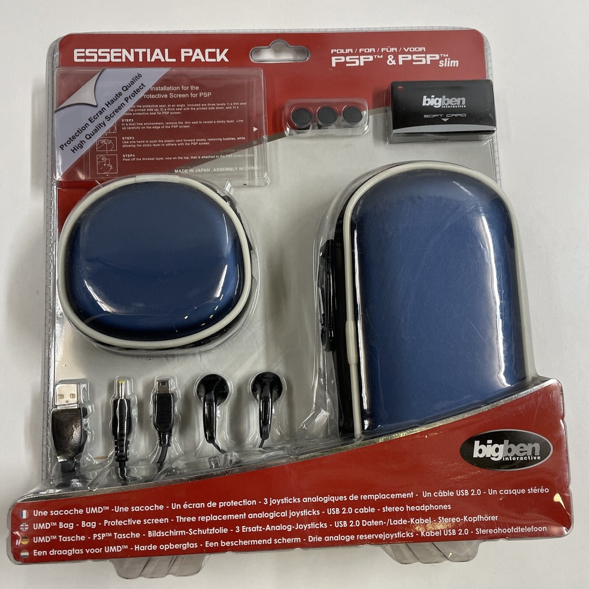NEUF pochette pack PSP SLIM playstation film écran écouteur blanc