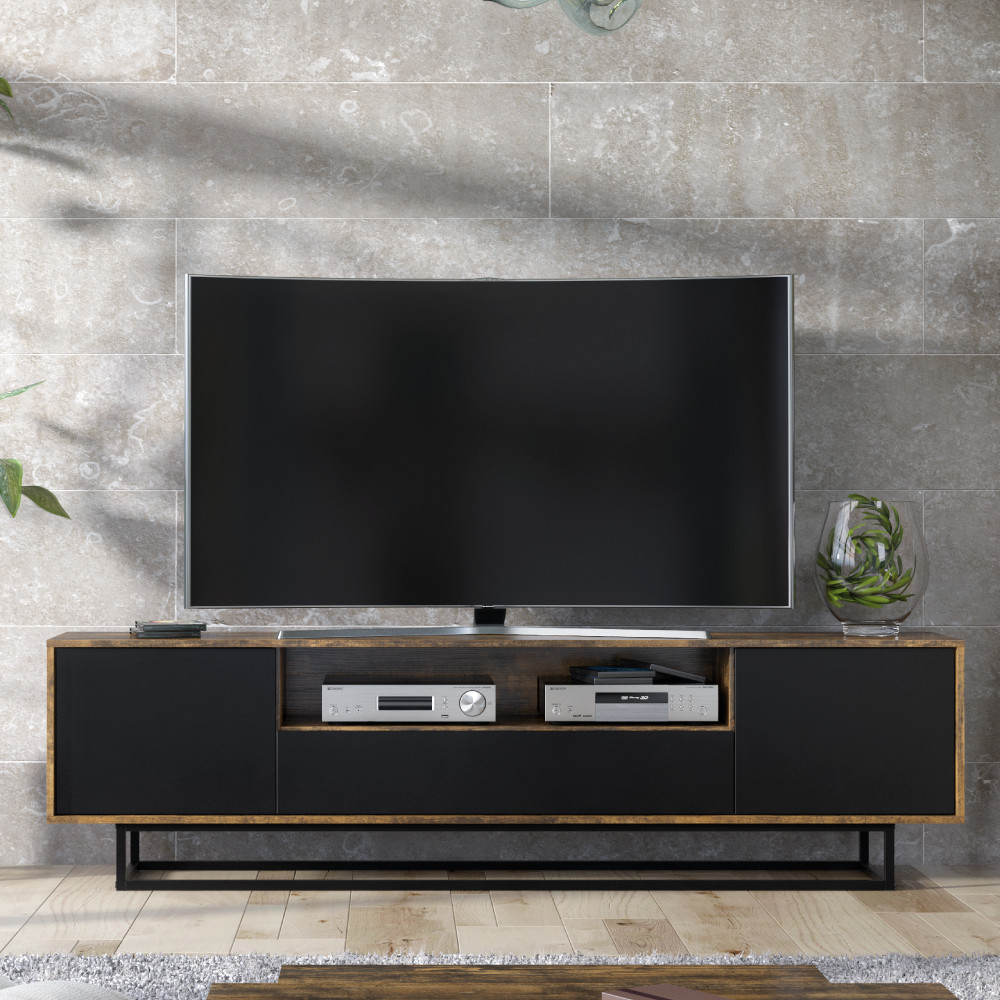 TV Unit 200cm | Loft | Vintage | Industrial | Black | Oak ⭐⭐⭐⭐⭐